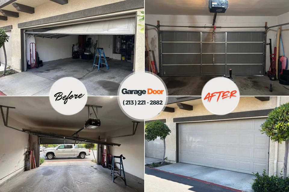 Before and after: garage door opener repair Charles City, IA